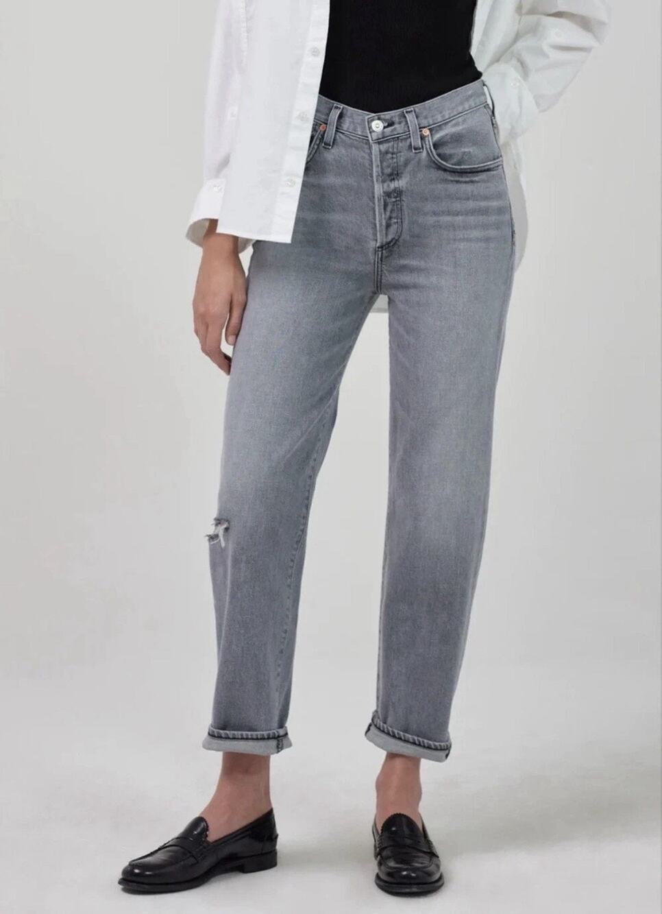 NEW Citizens of Humanity Dylan Rolled Crop Jeans in Sleepless Sz 28 Gray NWOT